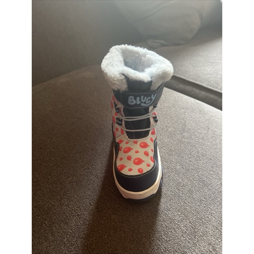 Bluey Snow Boots Toddler Size 8 Blue Red Balloon Faux Fur Lined Winter Shoes